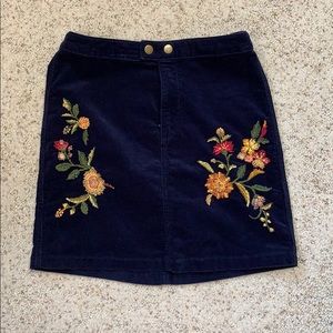 Navy floral skirt